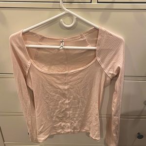 Free People Light Pink Long Sleeve Top